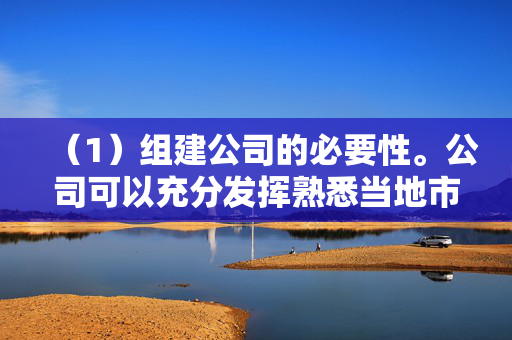 （1）组建公司的必要性。公司可以充分发挥熟悉当地市场的优势，利用当地的销售渠道，在开拓该国或该地区市场时将起到非常重要的作用。所以要在当地市场长期生存，投资组建当地公司，申请本地法人资格，是唯一一条可行之路。